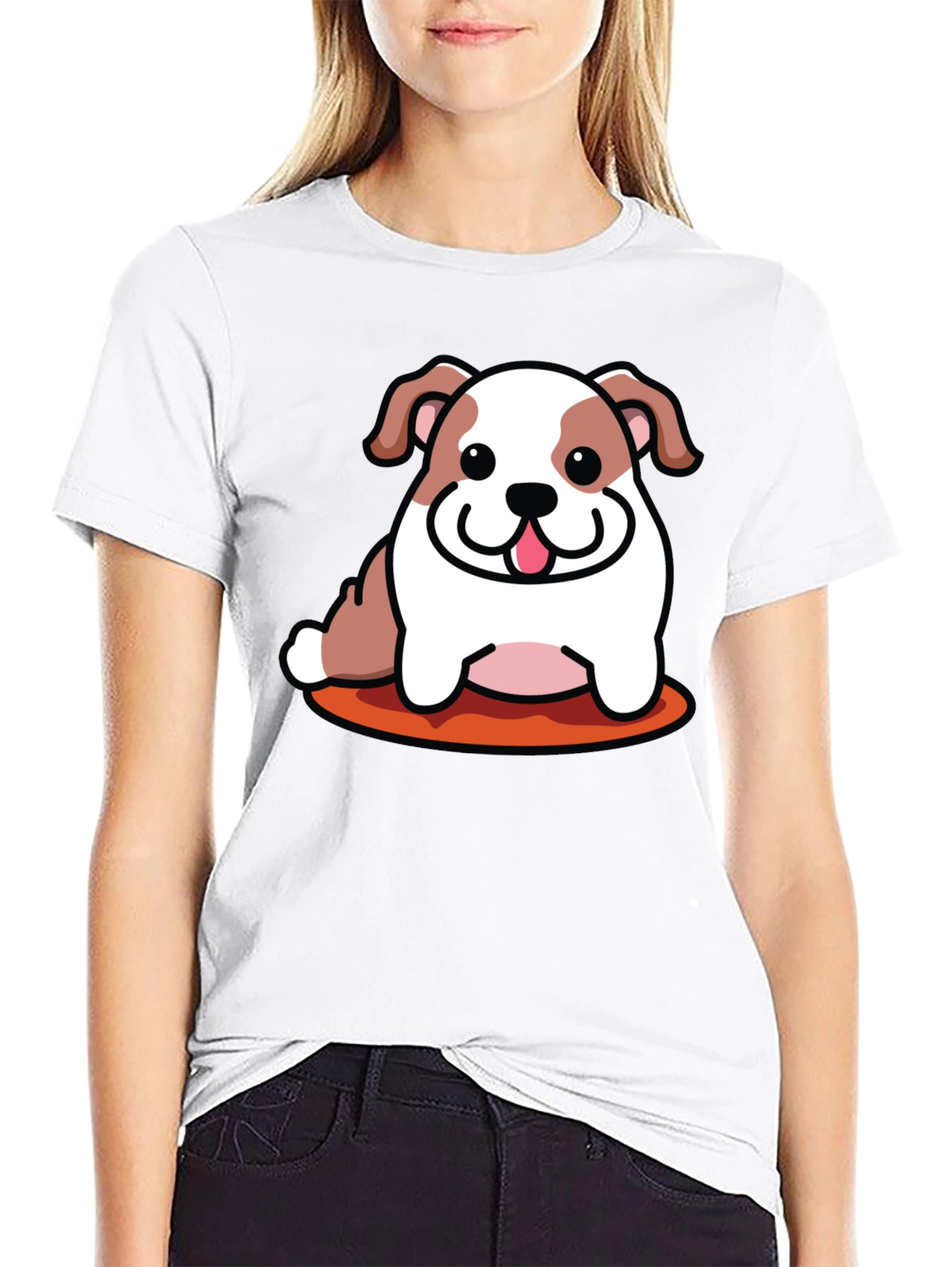 Cartoon Bulldog Graphic Tee - Black Unisex Shirt