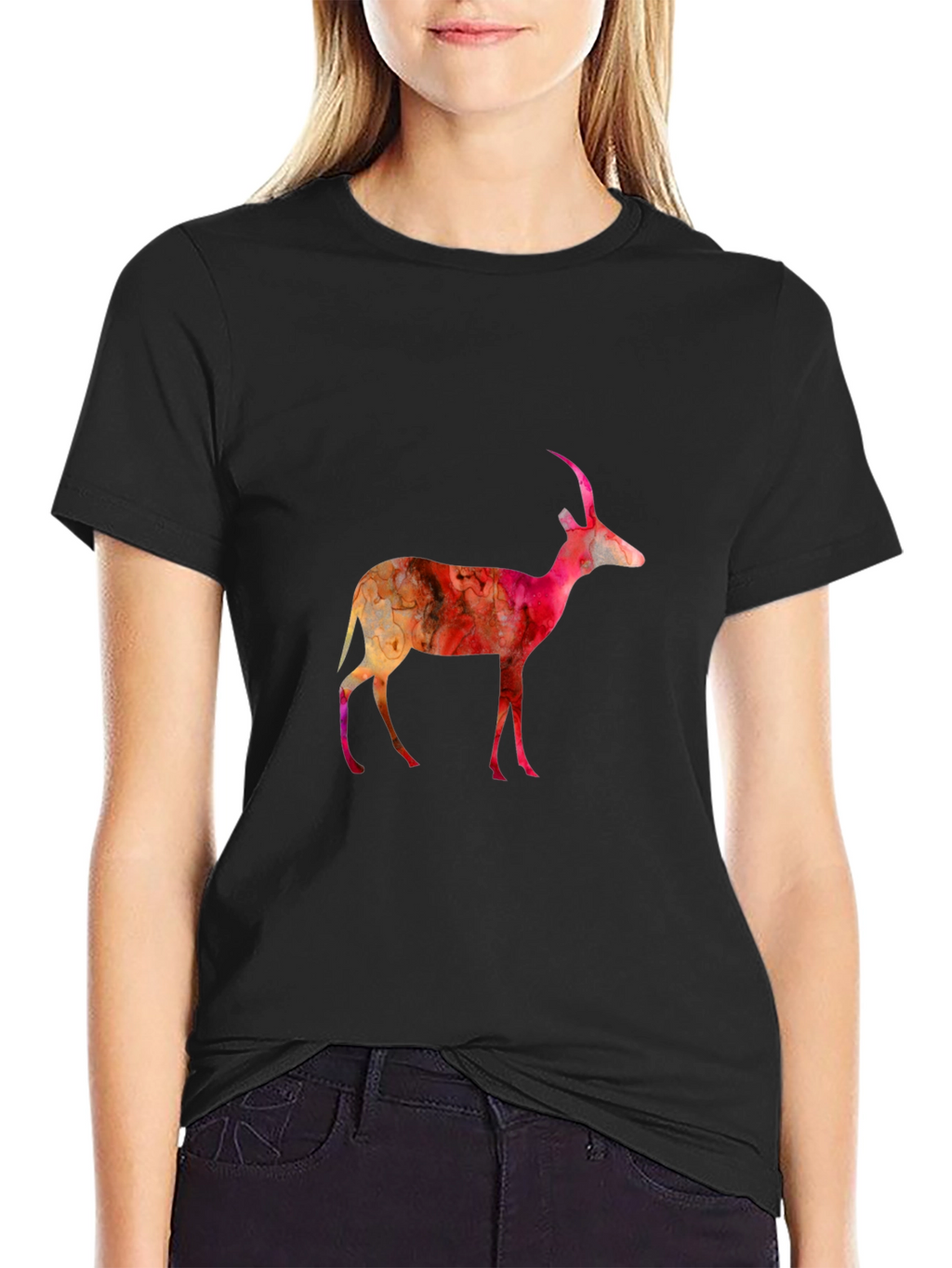 Abstract Antelope Graphic Tee - Black