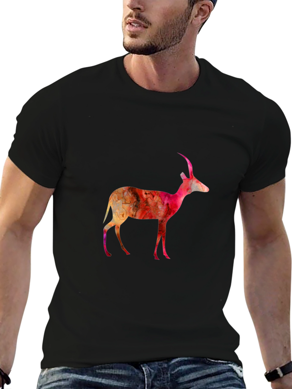 Abstract Antelope Graphic Tee - Black
