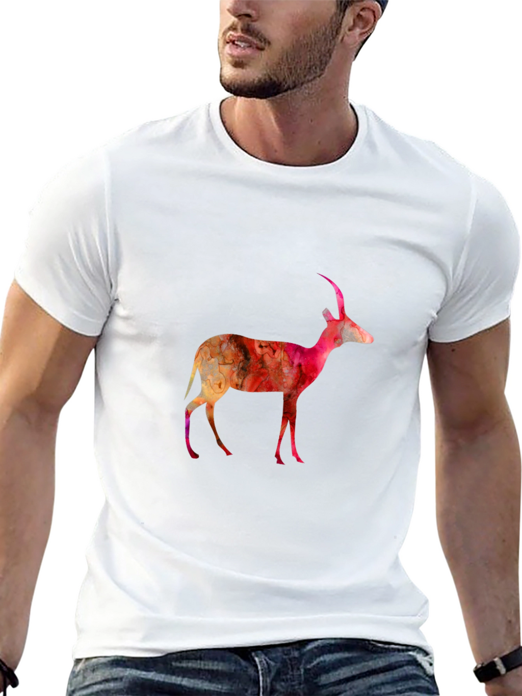 Abstract Antelope Graphic Tee - Black