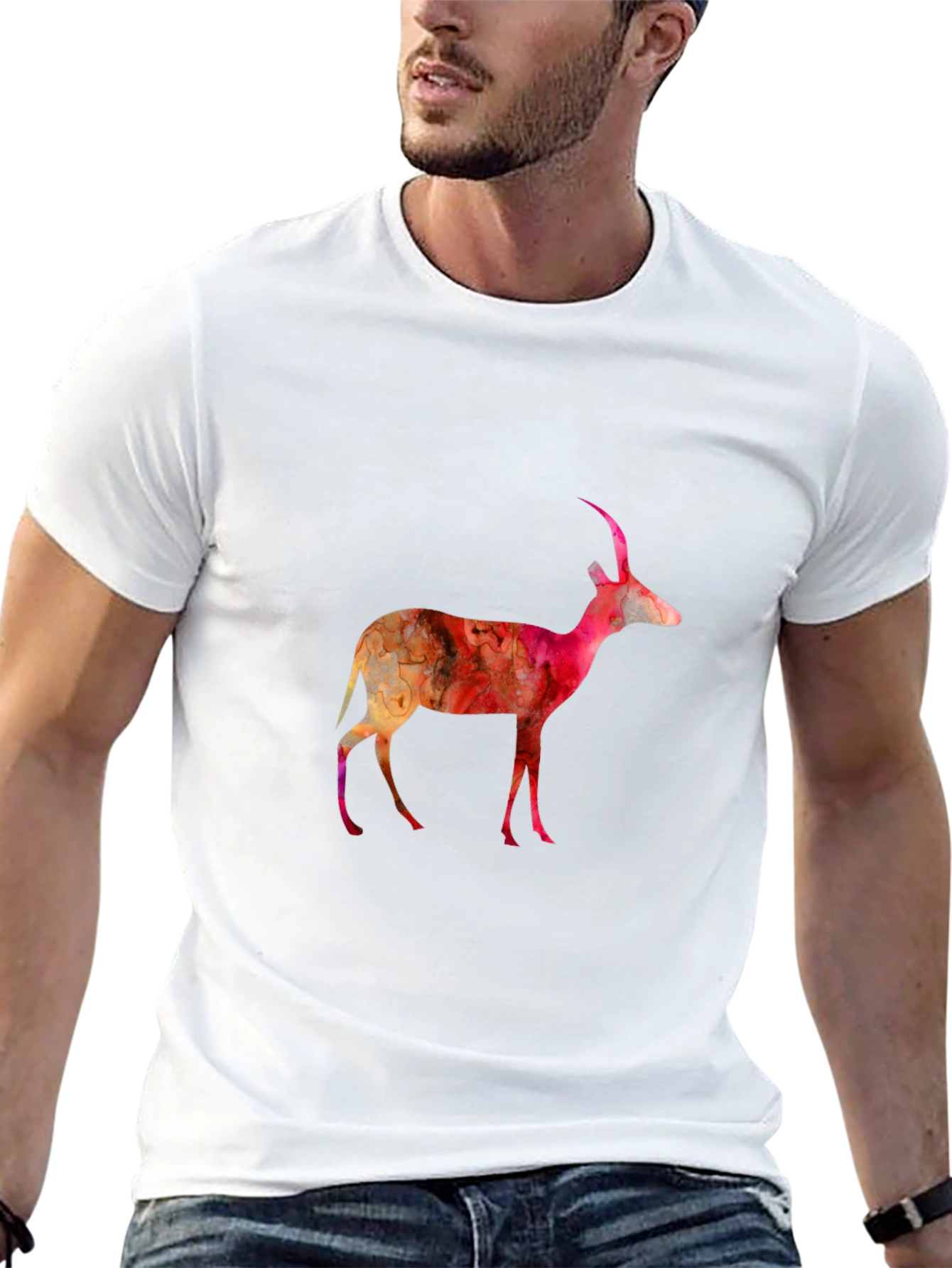 Abstract Antelope Graphic Tee - Black