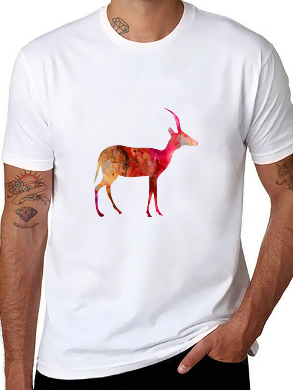 Abstract Antelope Graphic Tee - Black