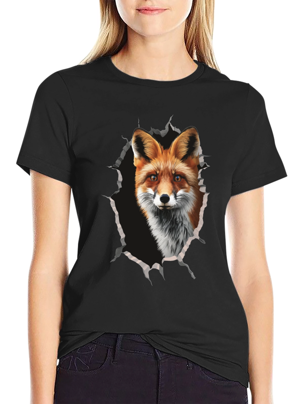 Fox Graphic Print Tee - Mens Black T-Shirt