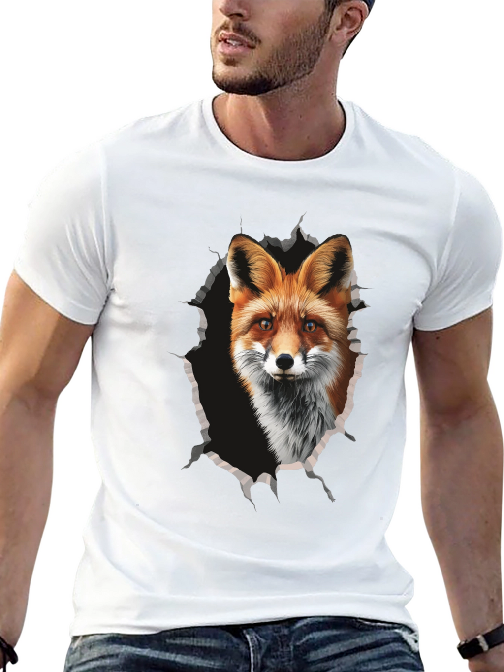 Fox Graphic Print Tee - Mens Black T-Shirt