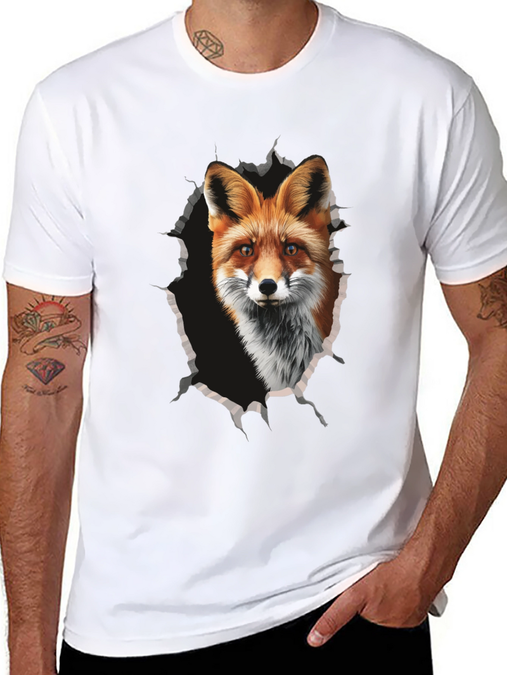 Fox Graphic Print Tee - Mens Black T-Shirt