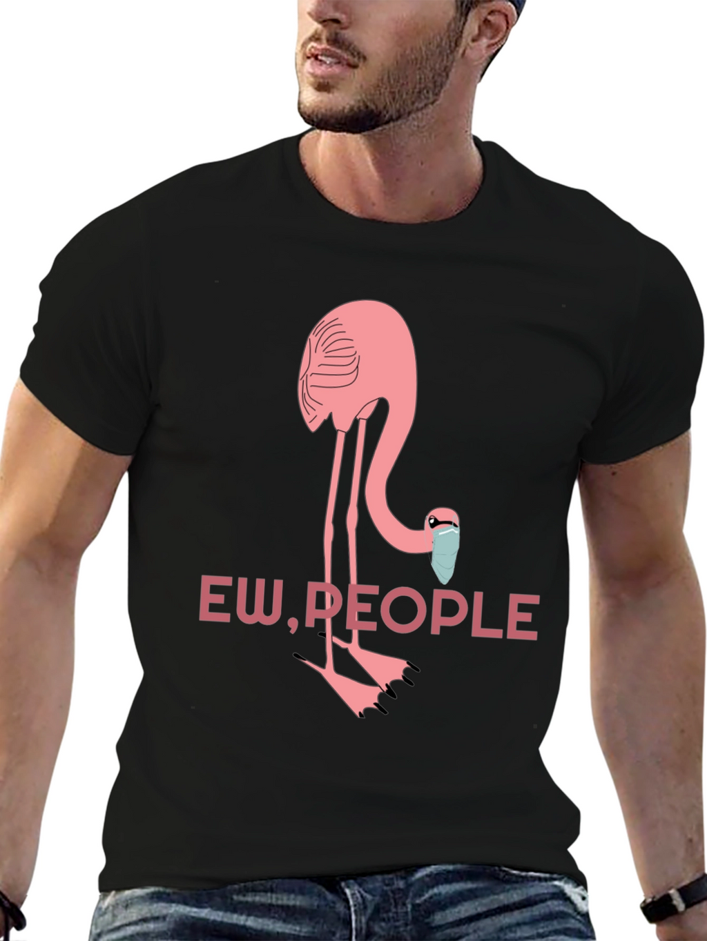 Ew People Flamingo Graphic Tee - Black