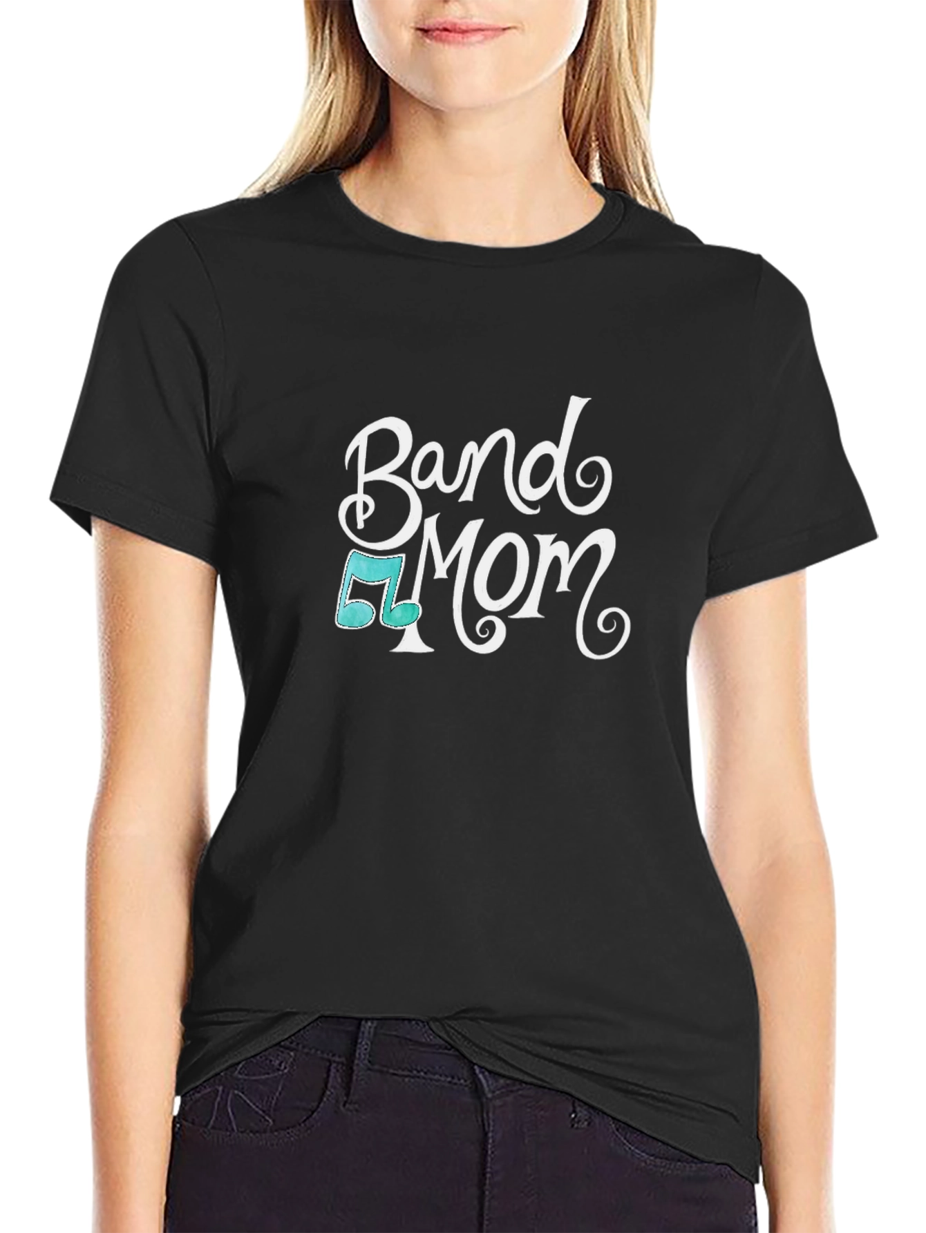 Band Mom T-Shirt - Black Music Note Graphic