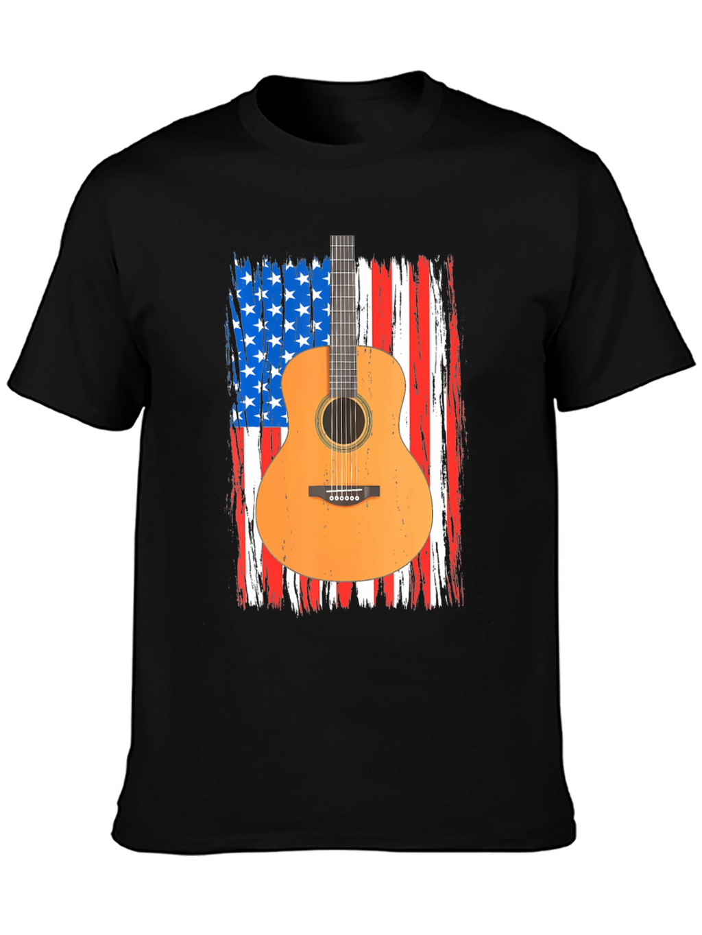 American Flag Guitar T-Shirt - Patriotic Music Tee