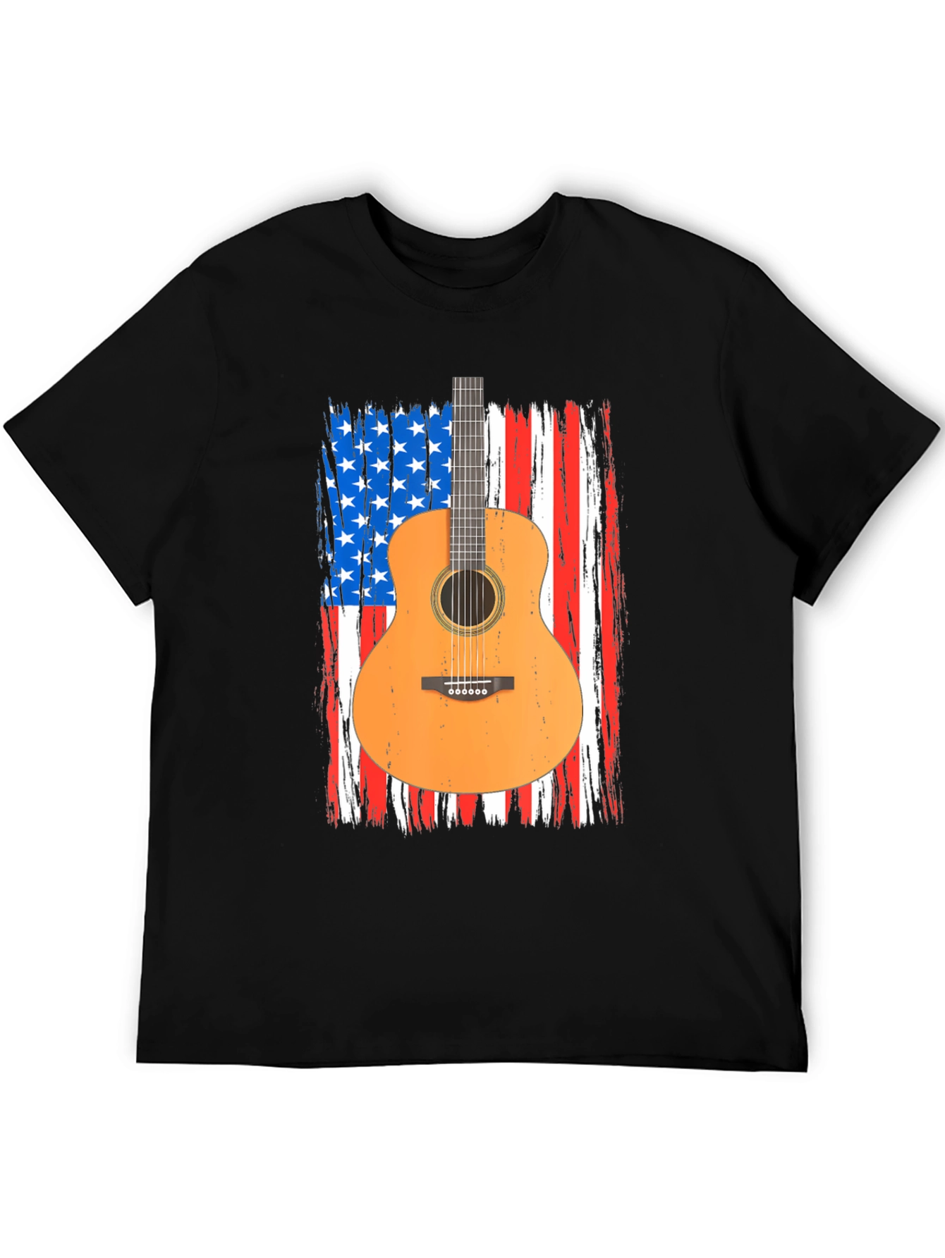 American Flag Guitar T-Shirt - Patriotic Music Tee