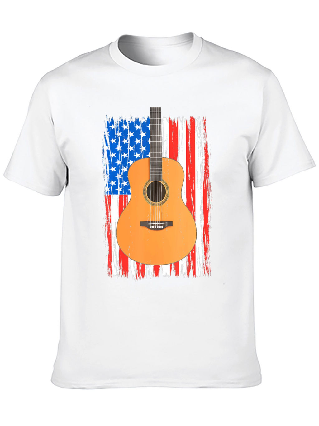 American Flag Guitar T-Shirt - Patriotic Music Tee