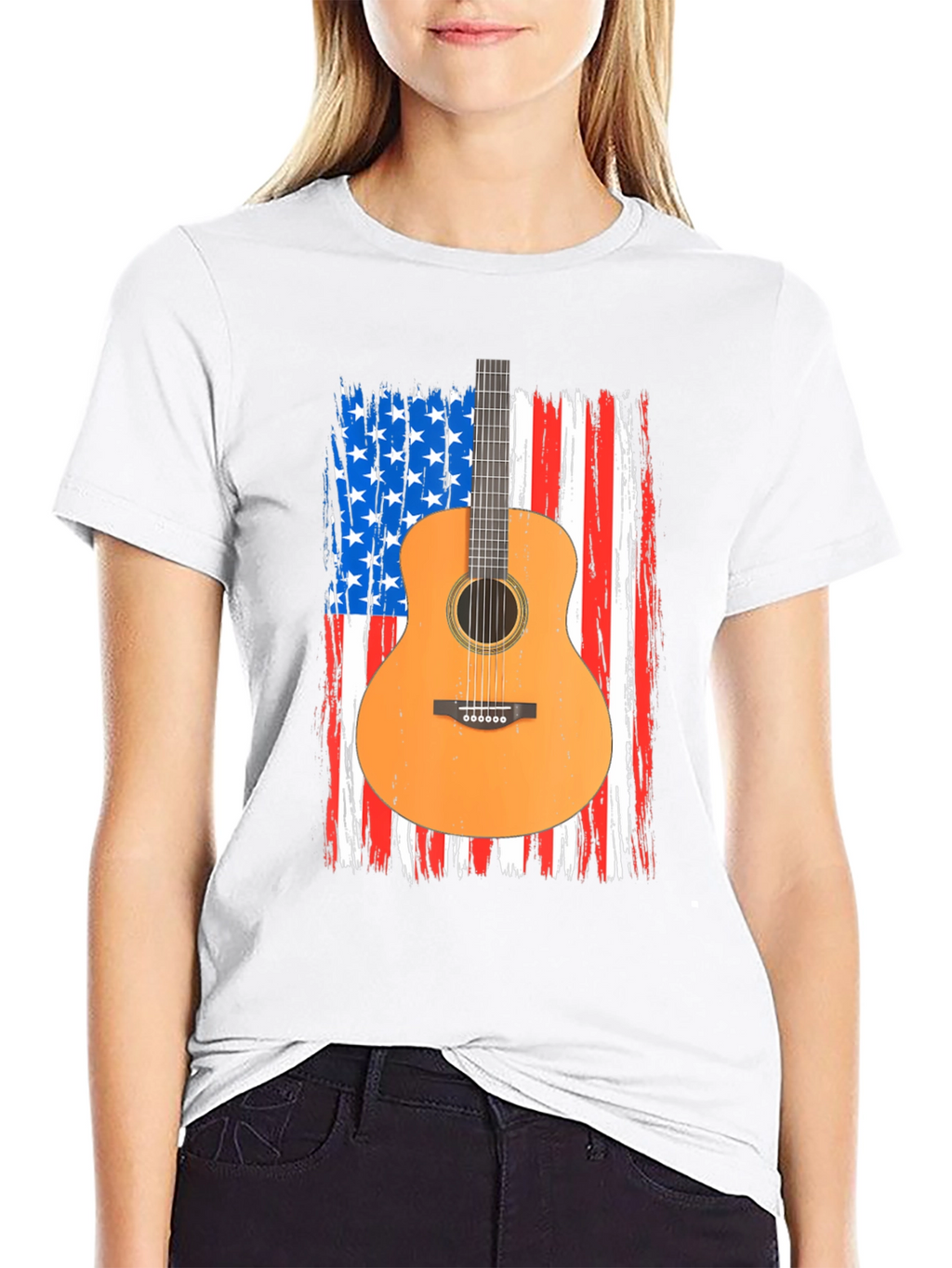 American Flag Guitar T-Shirt - Patriotic Music Tee
