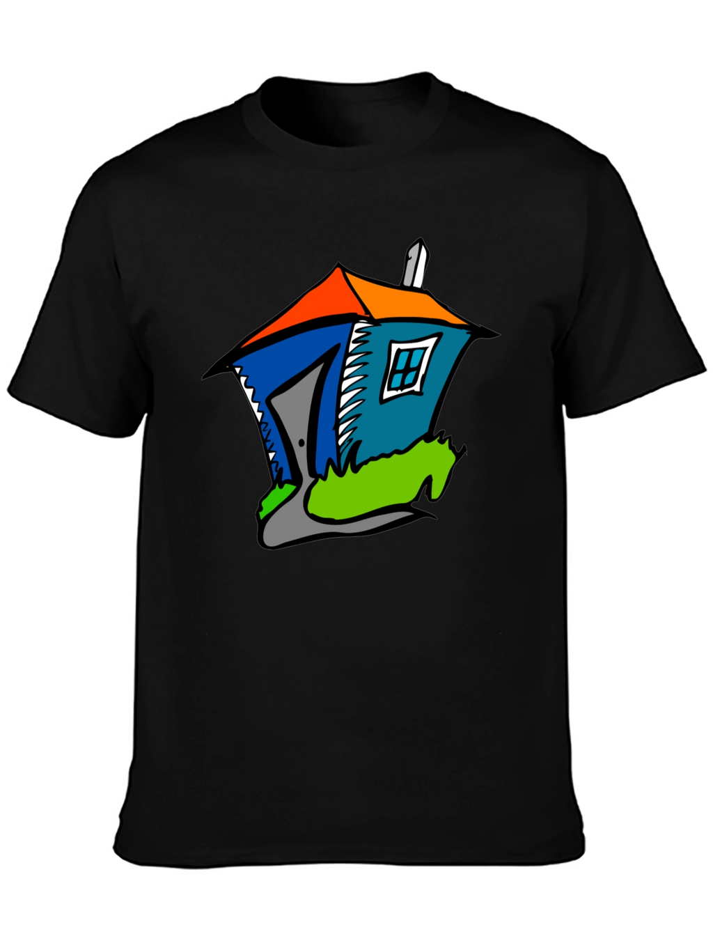 Cartoon House Graphic T-Shirt - Unisex Cotton Tee