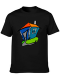 Cartoon House Graphic T-Shirt - Unisex Cotton Tee