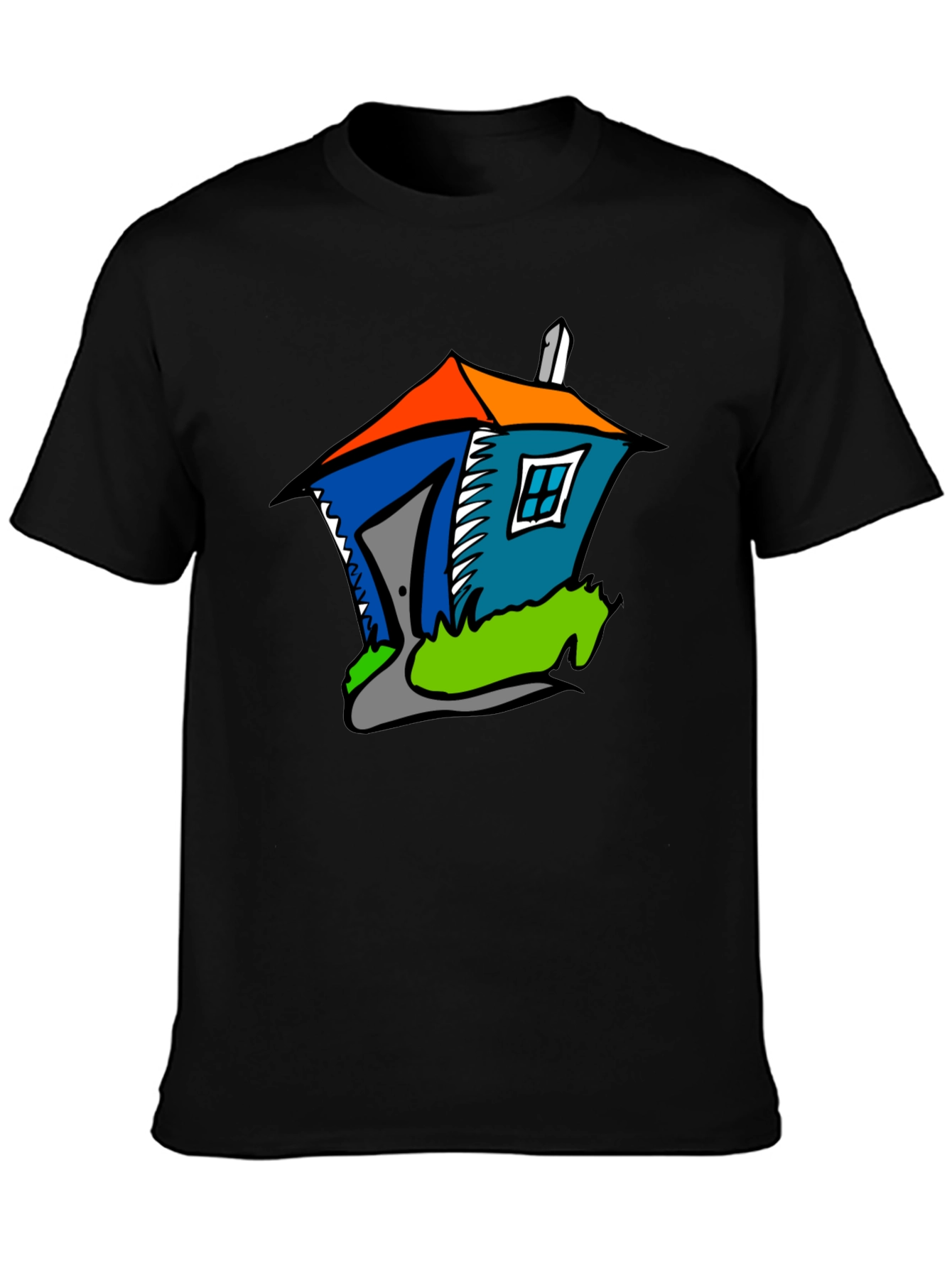 Cartoon House Graphic T-Shirt - Unisex Cotton Tee