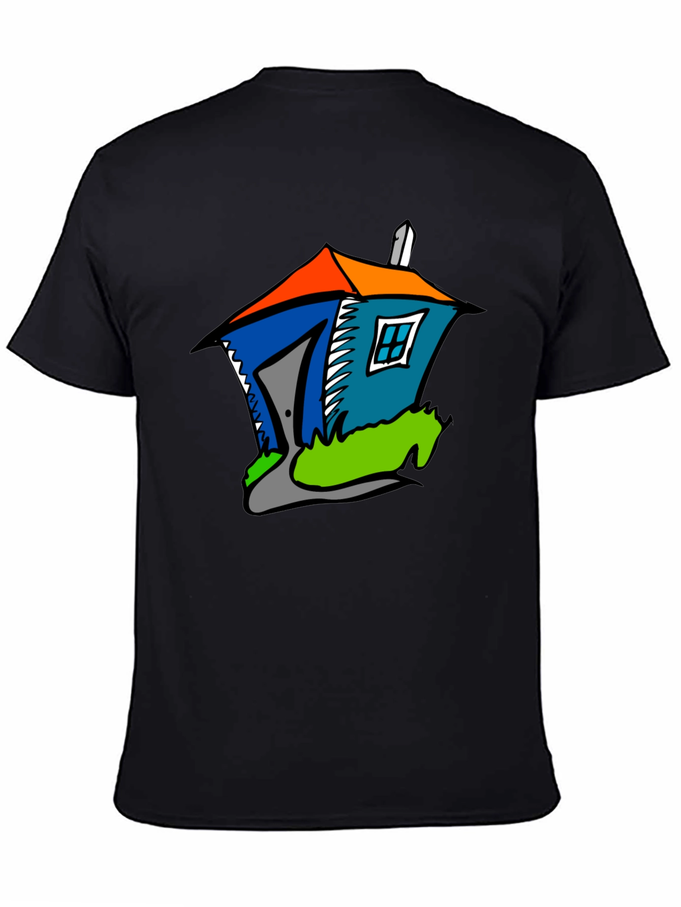 Cartoon House Graphic T-Shirt - Unisex Cotton Tee