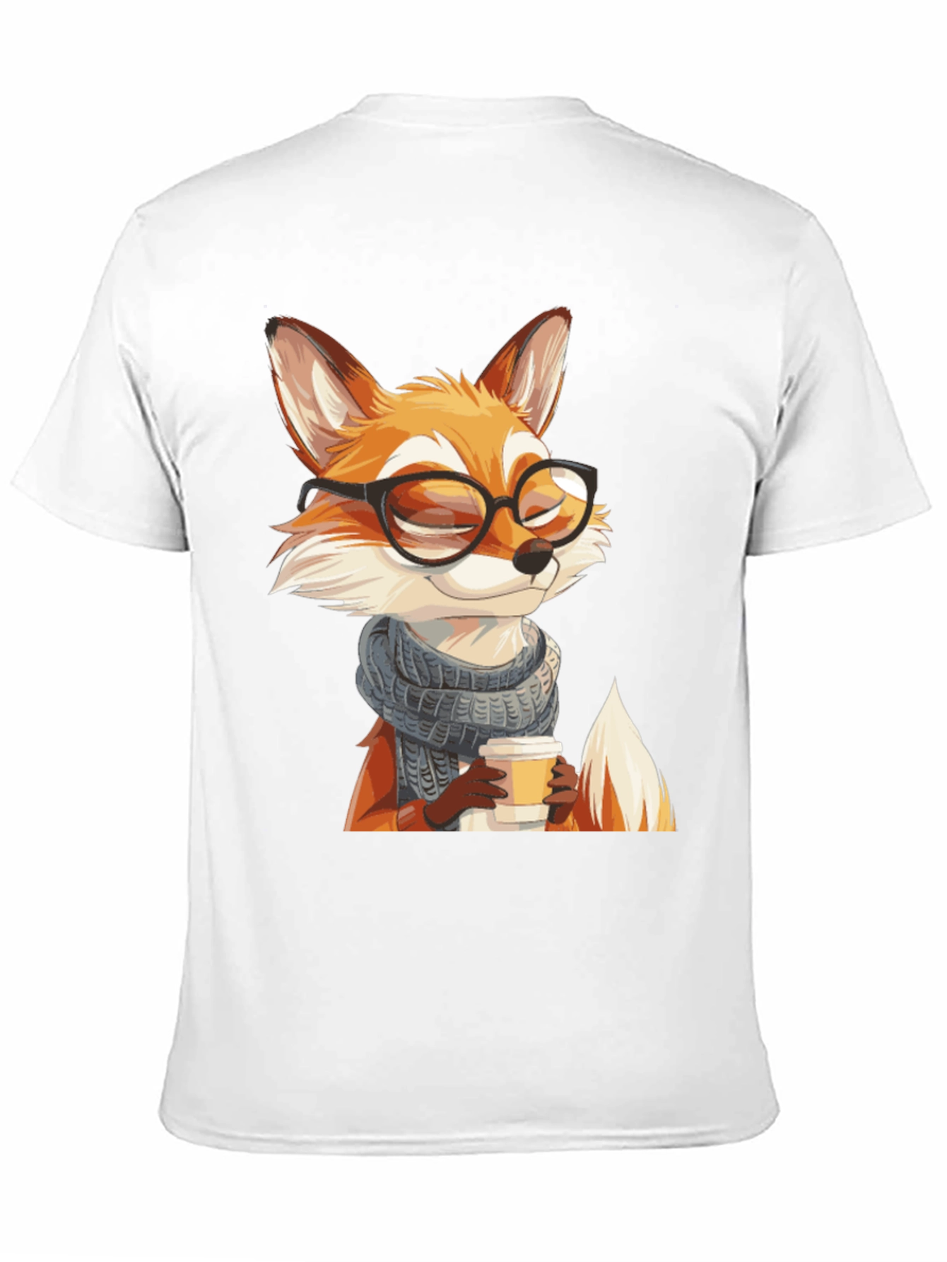 Fox with Glasses Black T-Shirt