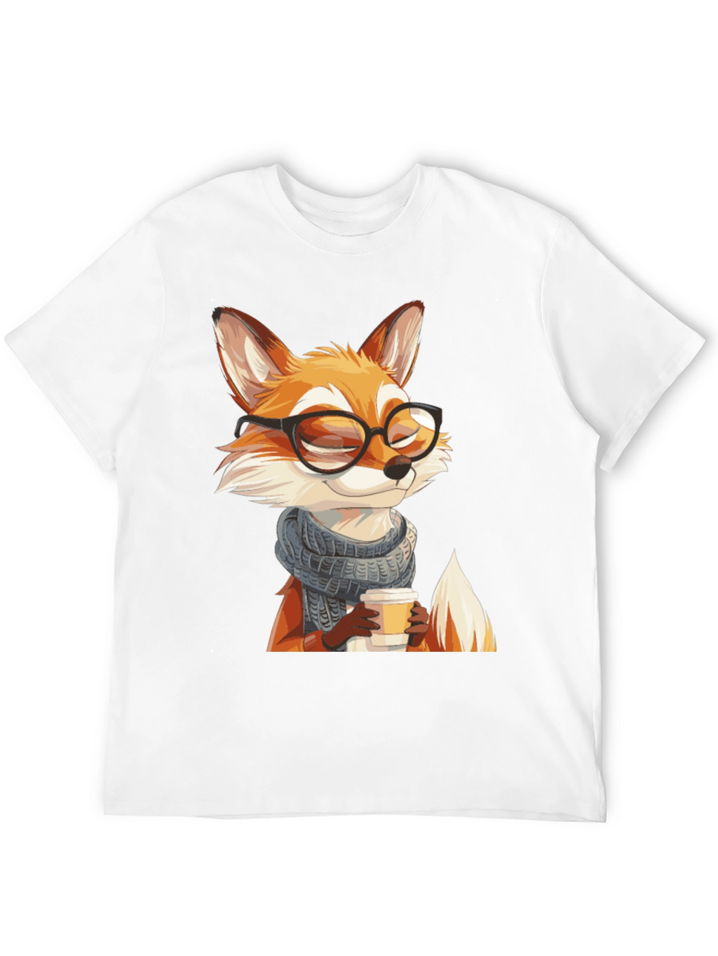 Fox with Glasses Black T-Shirt