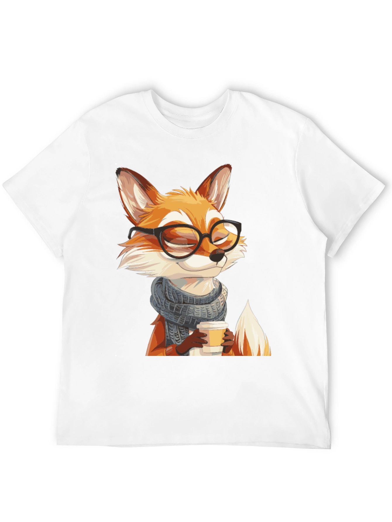 Fox with Glasses Black T-Shirt
