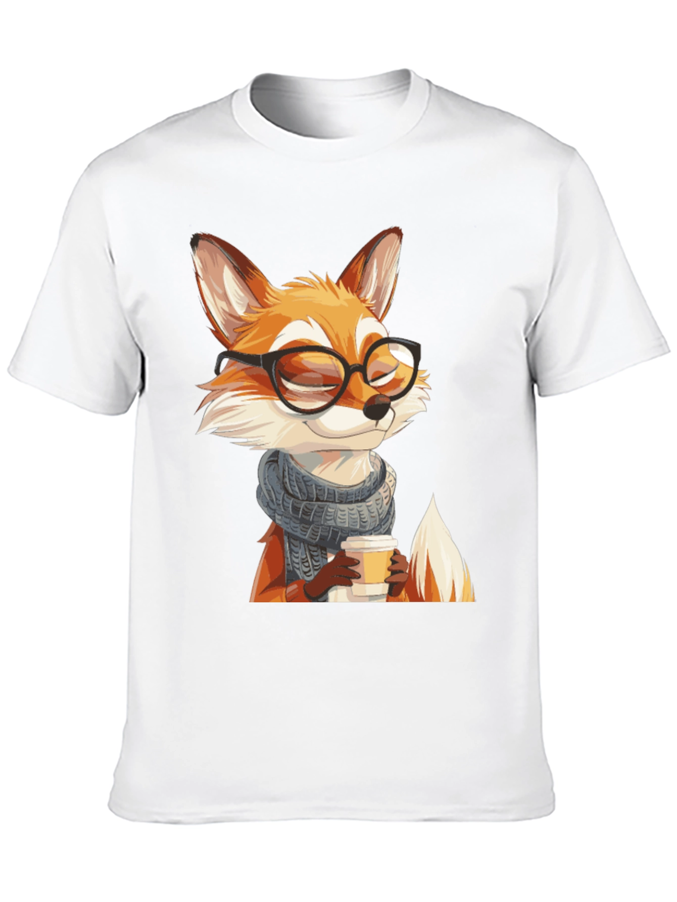 Fox with Glasses Black T-Shirt