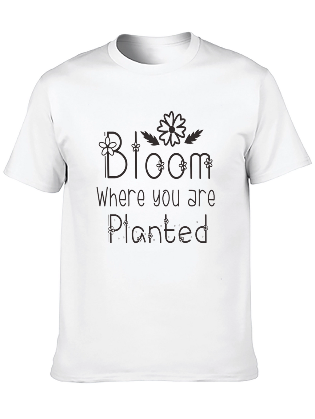 Bloom Where You Are Planted Black Tee