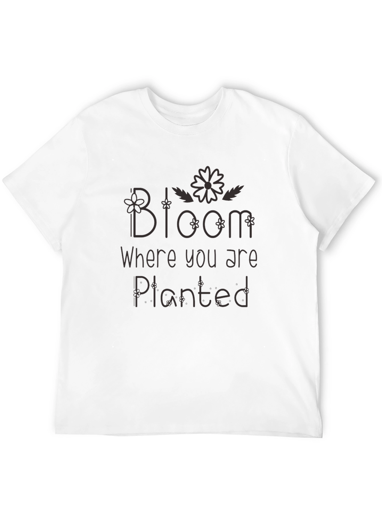 Bloom Where You Are Planted Black Tee