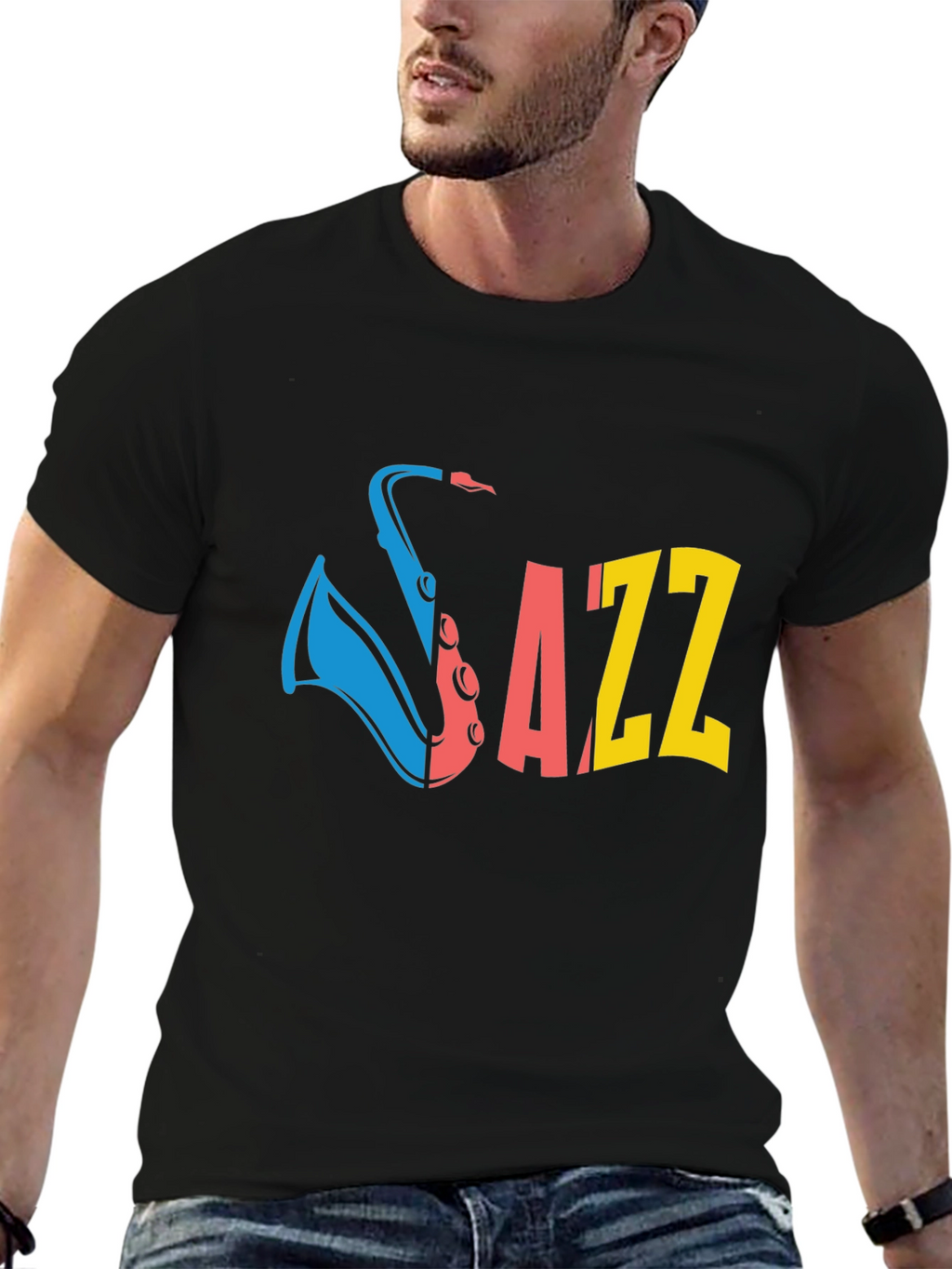 JAZZ Saxophone Graphic T-Shirt - Black