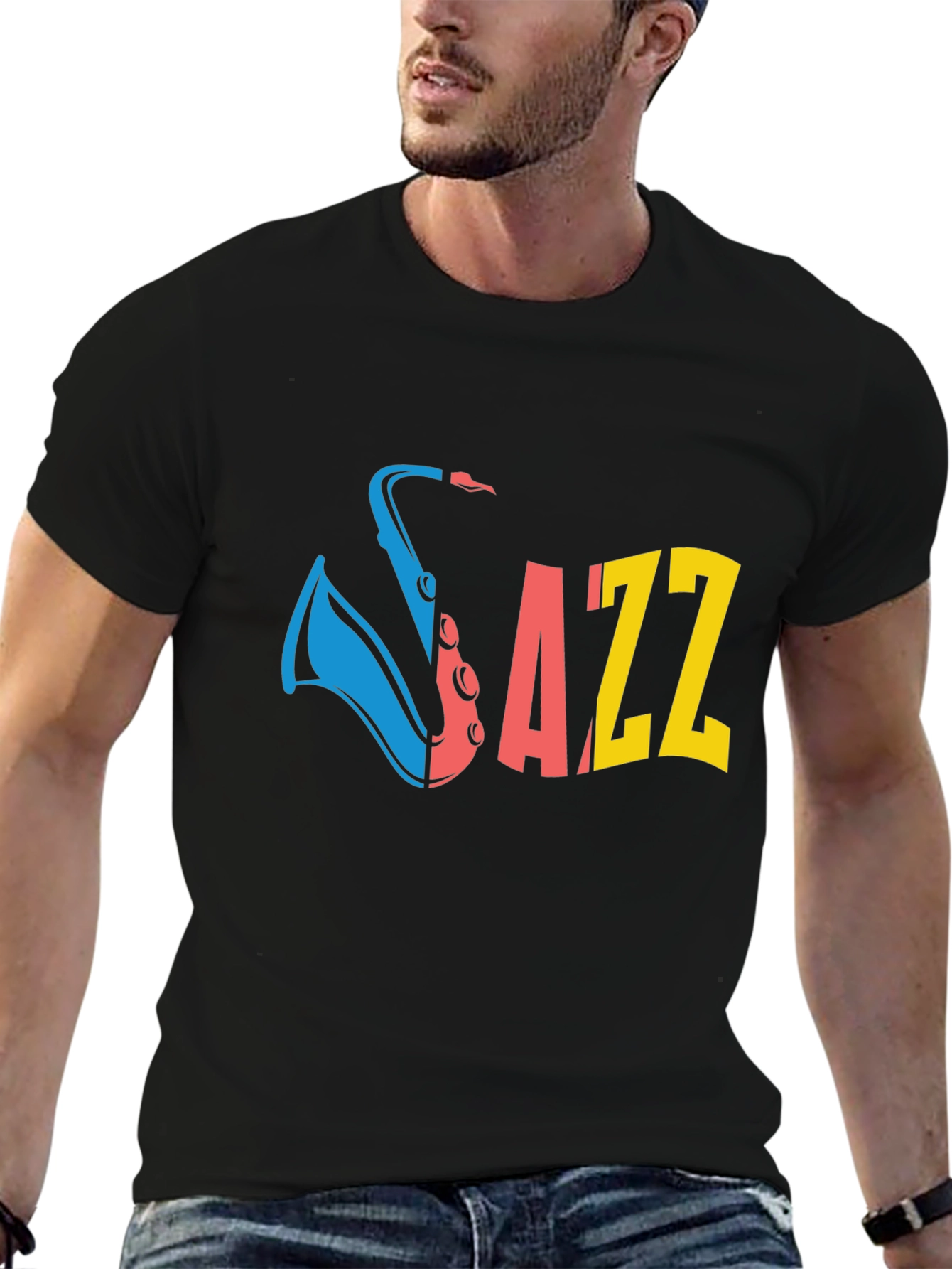 JAZZ Saxophone Graphic T-Shirt - Black