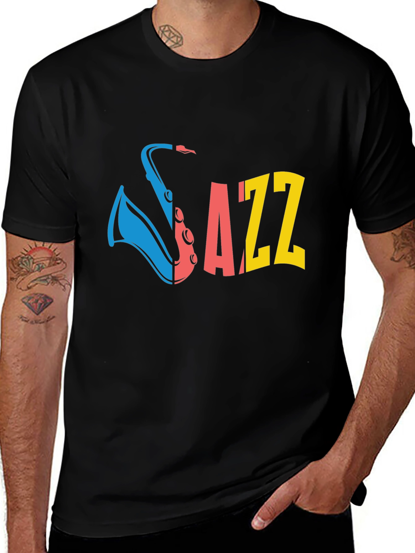 JAZZ Saxophone Graphic T-Shirt - Black