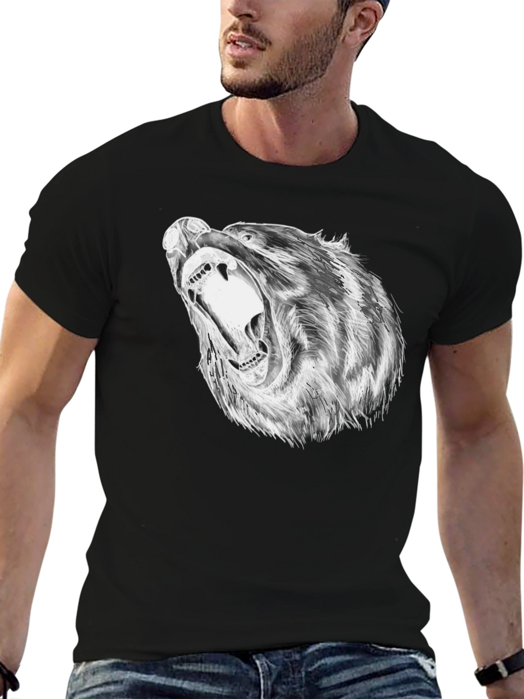 Bold Bear Graphic Black T-Shirt