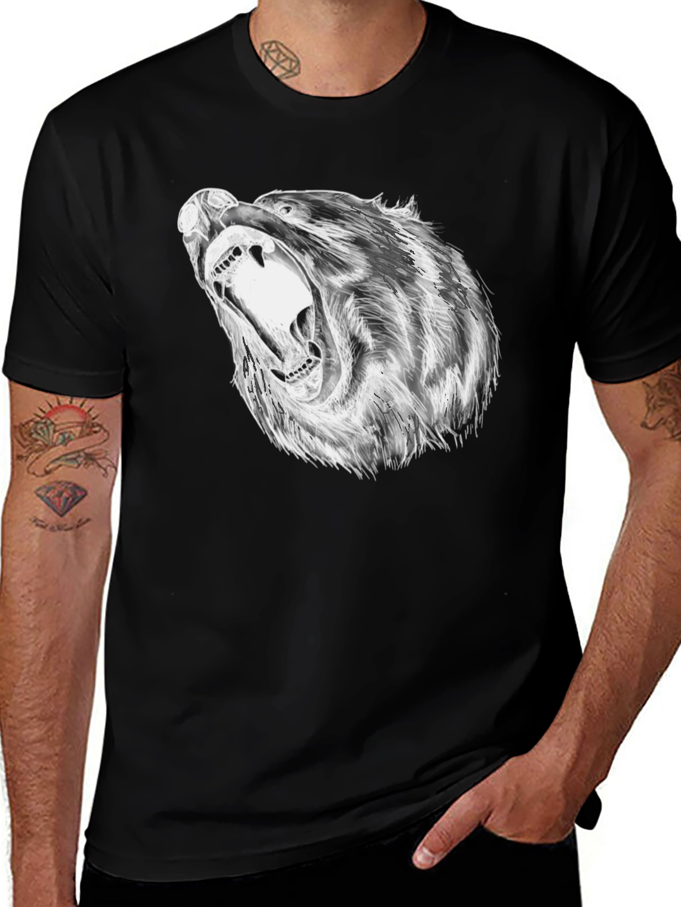 Bold Bear Graphic Black T-Shirt