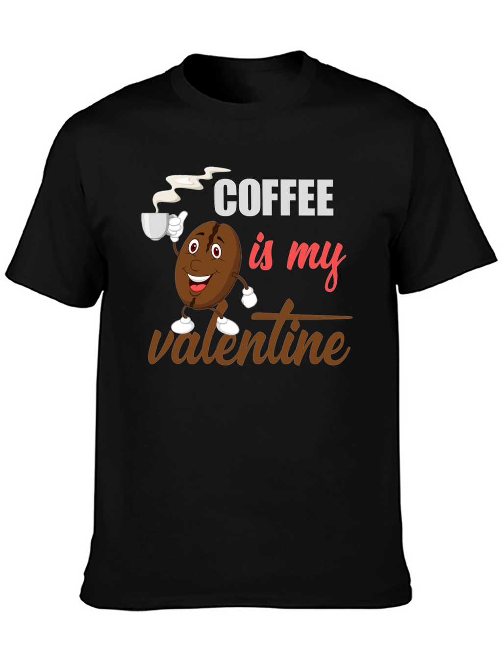 Coffee Is My Valentine Black Graphic T-Shirt