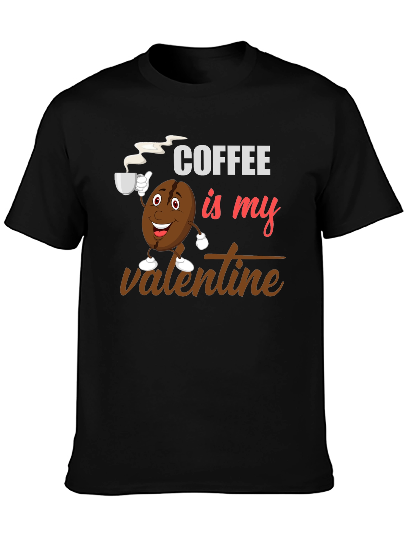 Coffee Is My Valentine Black Graphic T-Shirt