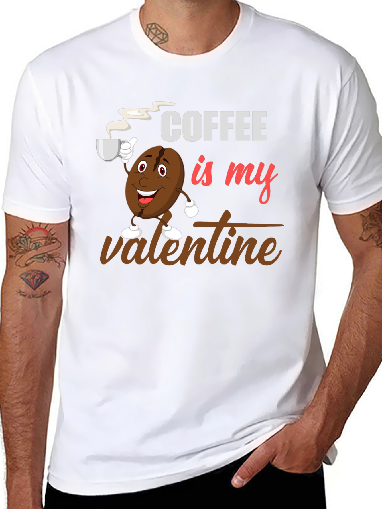 Coffee Is My Valentine Black Graphic T-Shirt