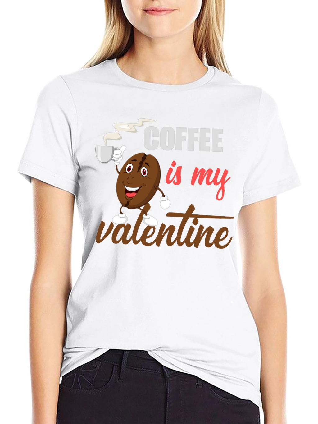 Coffee Is My Valentine Black Graphic T-Shirt