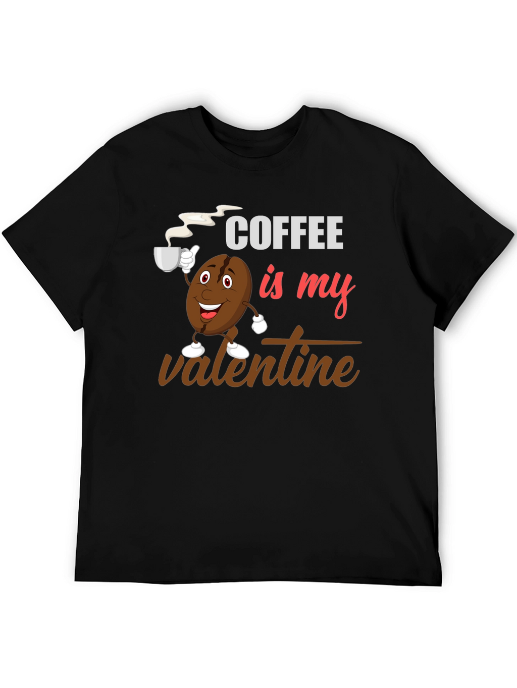 Coffee Is My Valentine Black Graphic T-Shirt