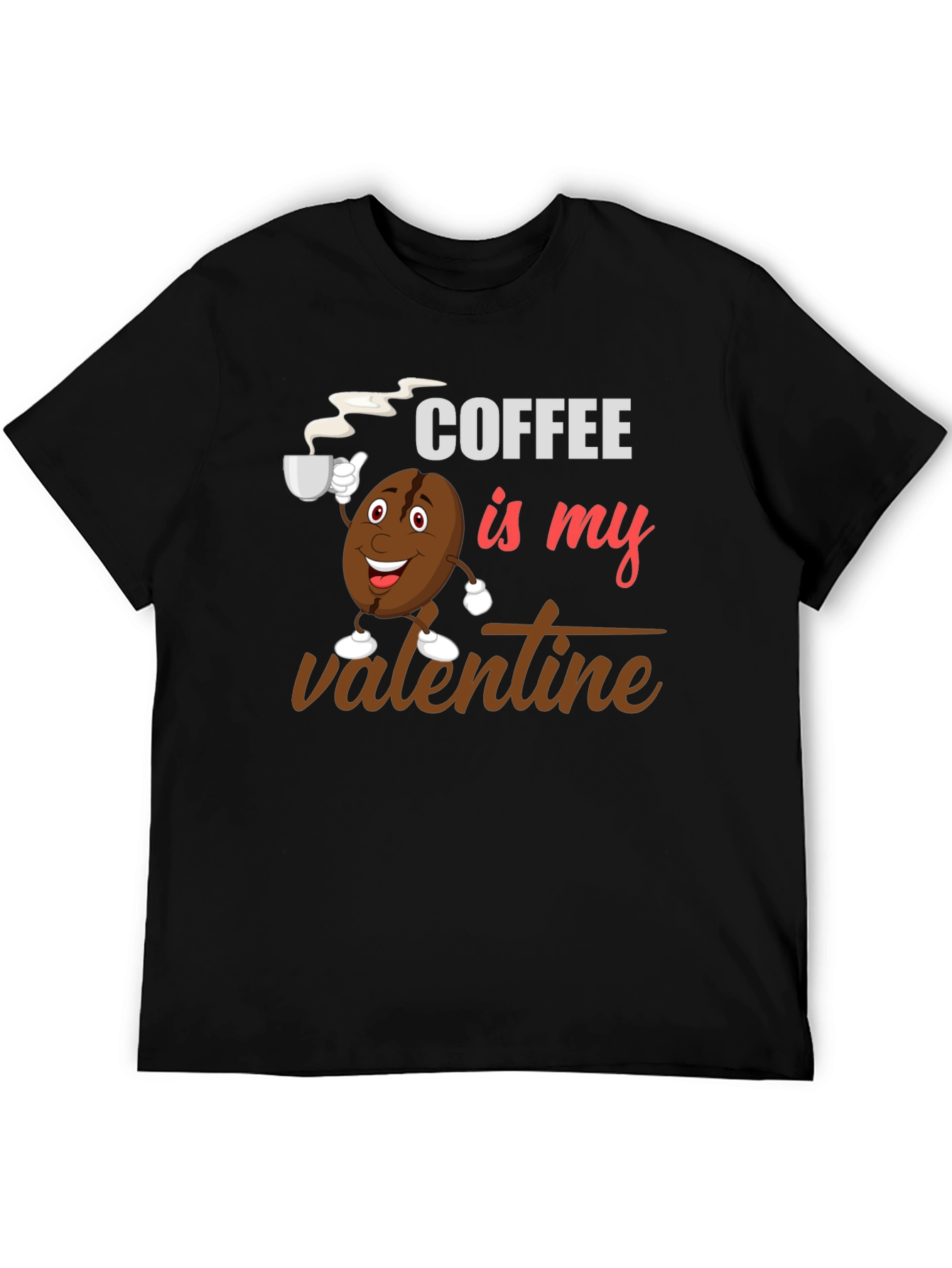 Coffee Is My Valentine Black Graphic T-Shirt