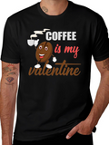 Coffee Is My Valentine Black Graphic T-Shirt
