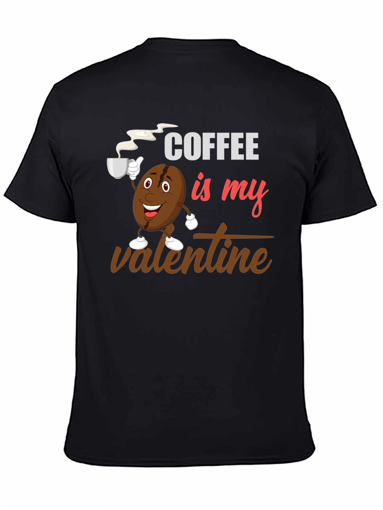 Coffee Is My Valentine Black Graphic T-Shirt