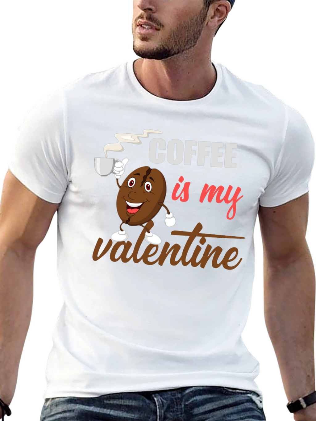 Coffee Is My Valentine Black Graphic T-Shirt
