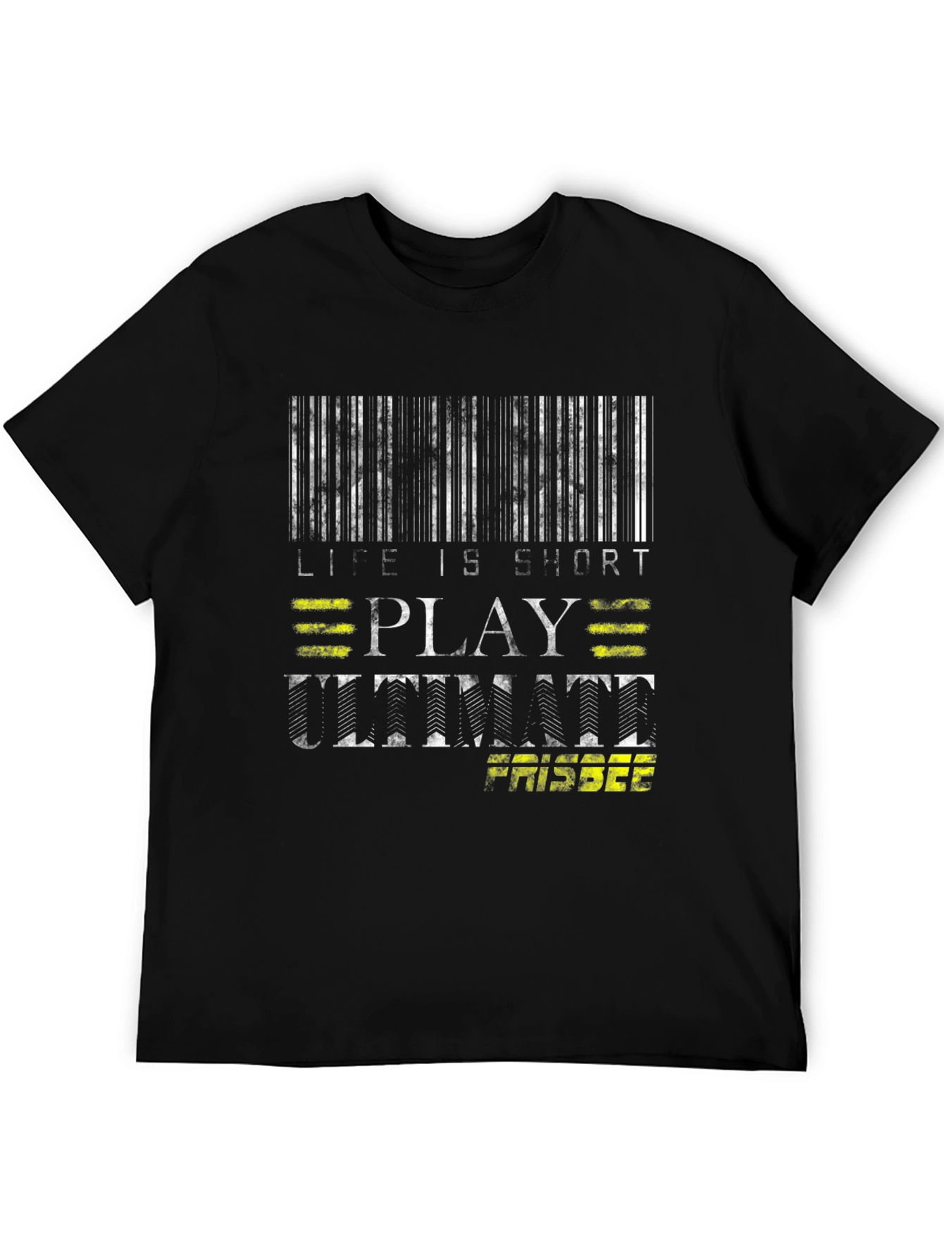 Life is Short Play Ultimate Frisbee Black T-Shirt