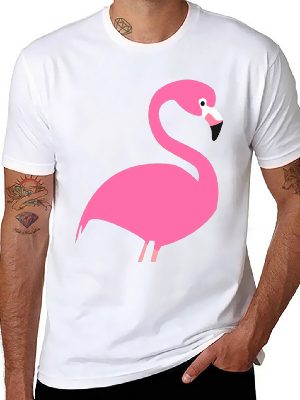 Pink Flamingo Graphic Black T-Shirt