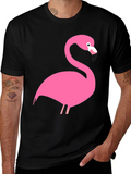 Pink Flamingo Graphic Black T-Shirt