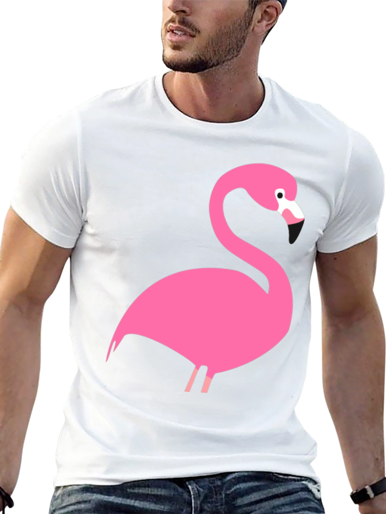 Pink Flamingo Graphic Black T-Shirt
