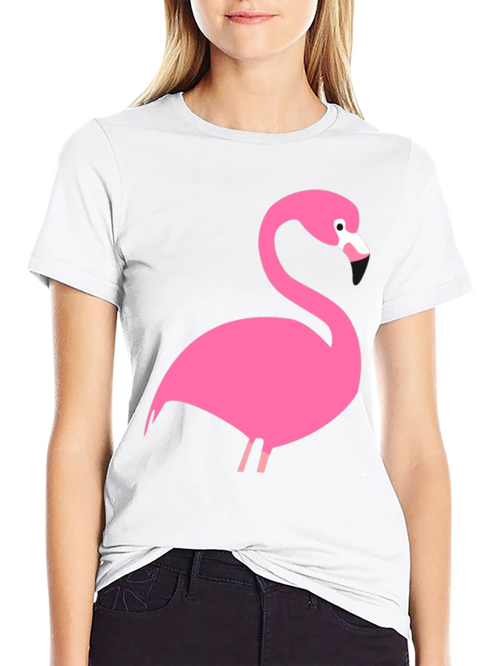Pink Flamingo Graphic Black T-Shirt