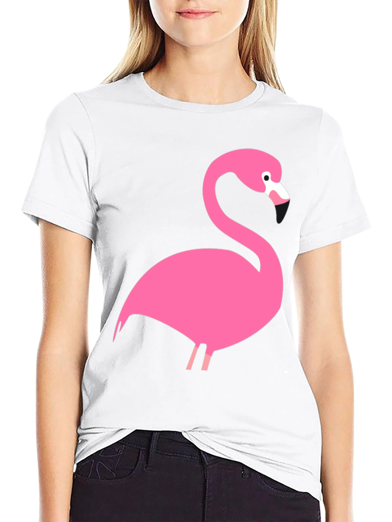 Pink Flamingo Graphic Black T-Shirt