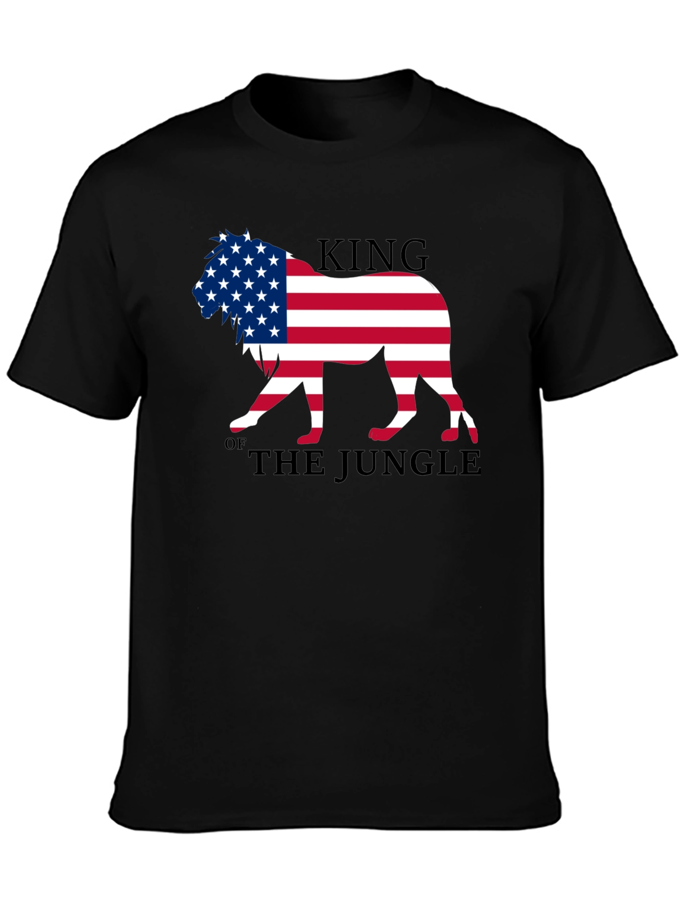 King of the Jungle American Flag Lion Graphic T-Shirt