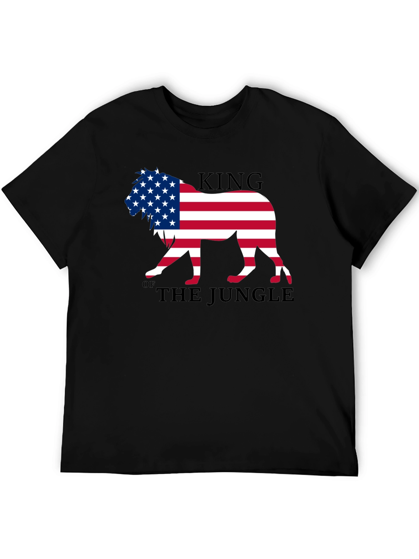 King of the Jungle American Flag Lion Graphic T-Shirt