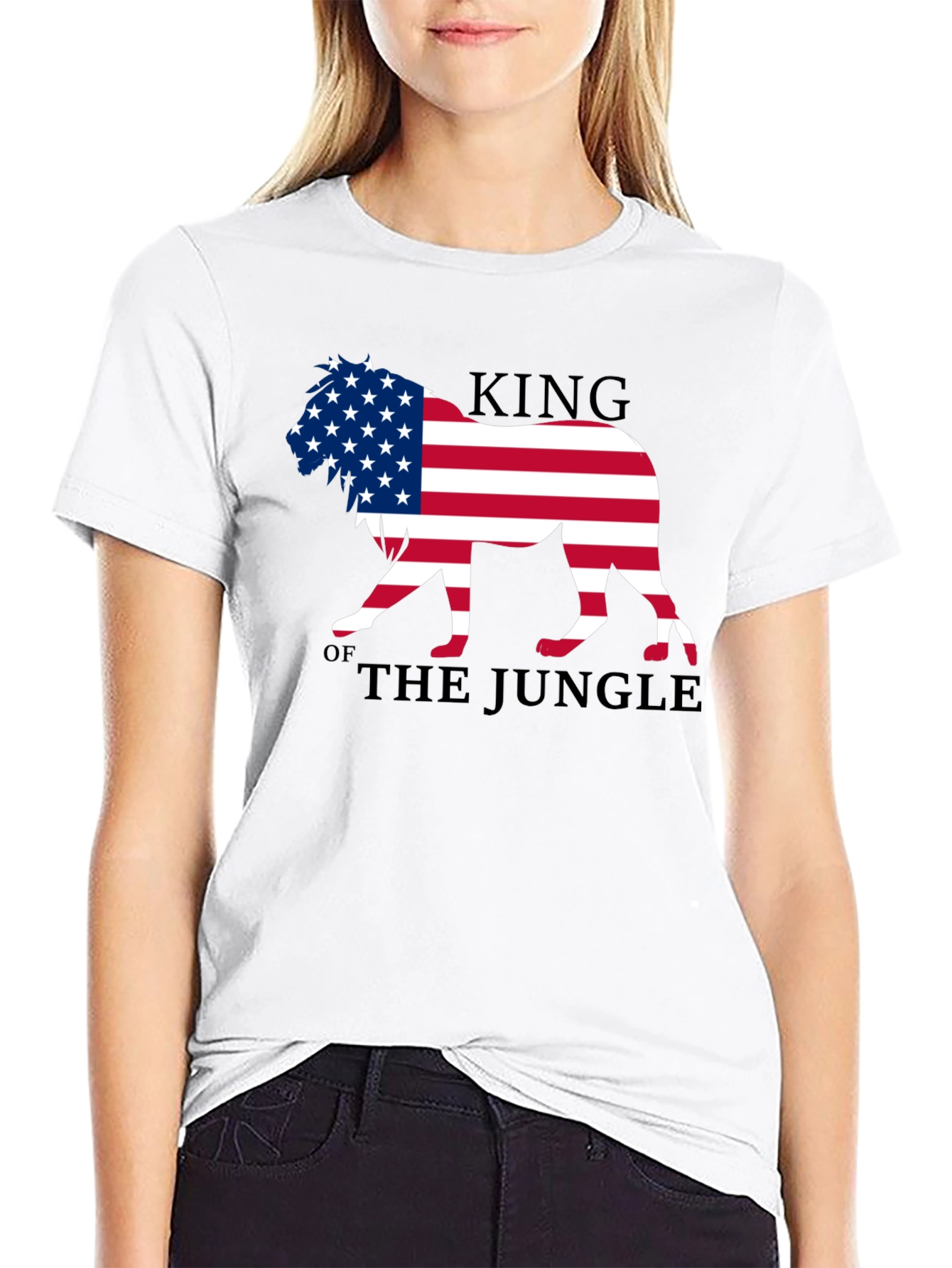 King of the Jungle American Flag Lion Graphic T-Shirt