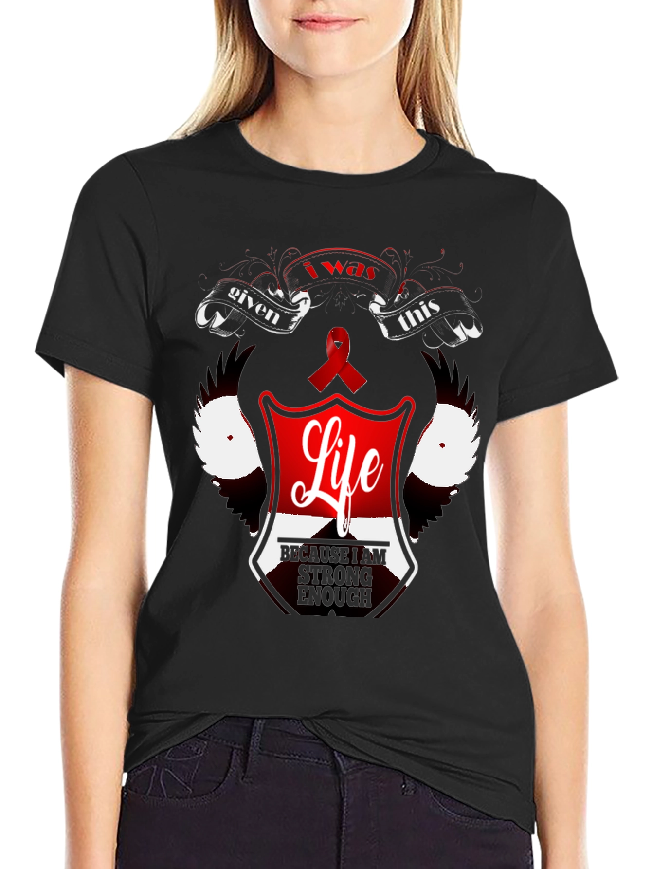 Inspirational Life Graphic Black T-Shirt