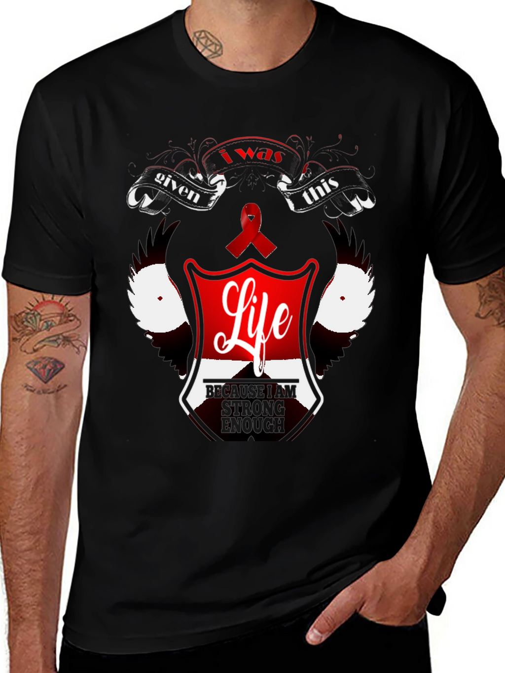 Inspirational Life Graphic Black T-Shirt